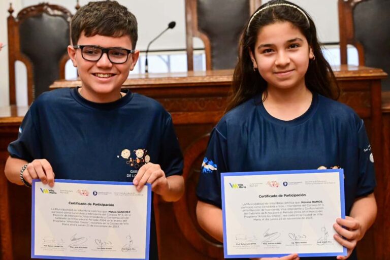 Mateo Sánchez y Morena Ramos: Intendente y Viceintendenta de los Niños y Niñas